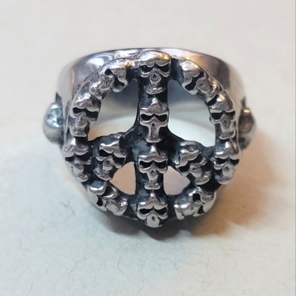 Jewelry - 💀Silver Skull Peace Sign Ring - goth horror grunge punk